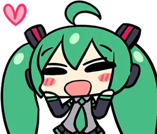 🤗 Hatsune Miku Аниме, Вокалоид, Милый, Каваий, Сердце, Виртуальный айдол, Музыка telegram sticker