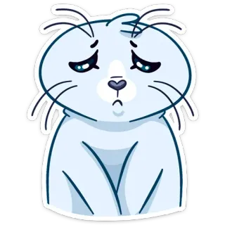 🙁 kucing, sedih, kartun, biru, hewan, imut telegram sticker