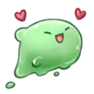 😘 слайм, милый, капля, счастливый, сердечки, зеленый telegram sticker