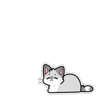 🍞 gato, animal, fofo, adesivo, cinza, branco, deitado telegram sticker