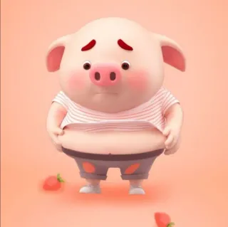🐽 cochon, dessin animé, mignon, animal, fraise, rose telegram sticker