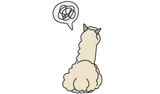 ♨ alpaca, animal, confundido, pensando, dibujos animados, lindo, lana whatsapp sticker