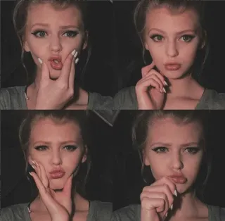 😜 mujer, rubia, persona, posando, selfie, expresiones, retrato, belleza telegram sticker