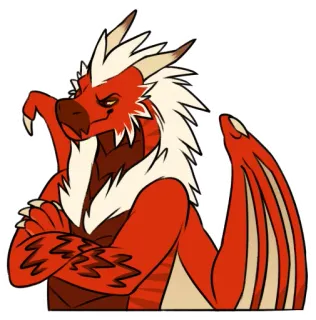 😏 มังกร, สีแดง, สีขาว, สิ่งมีชีวิต, แฟนตาซี, สัตว์, เกล็ด telegram sticker