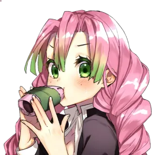 👾 Mitsuri Kanroji Demon Slayer Anime, Demon Slayer, Mitsuri Kanroji, Personagem, Cabelo rosa, Bebendo telegram sticker