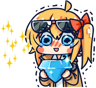 💎 Anime, niedlich, Diamant, funkelnd, Brille whatsapp sticker