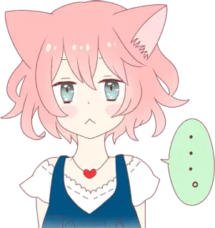 😕 gatta, anime, kawaii, capelli rosa, carino, arrossire telegram sticker
