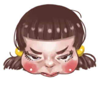 😟 Мультфильм, Девушка, Лицо, Злая, Брюнетка, Надутая telegram sticker