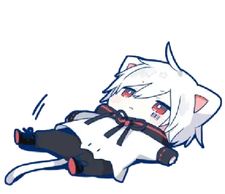 😕 anime, cat, chibi, kawaii, cartoon whatsapp sticker