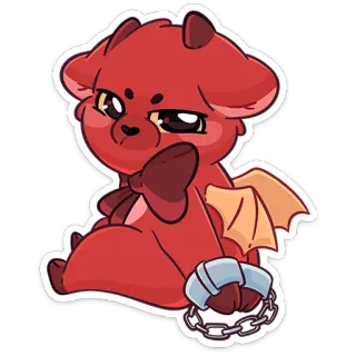 😈 Kreskówka, Demon, Słodki, Potwór, Czerwony, Łańcuchy whatsapp sticker