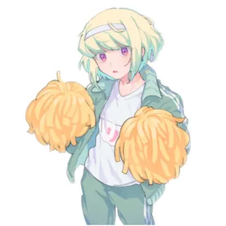 👏 cheerleader, anime, girl, pom-poms, cute telegram sticker