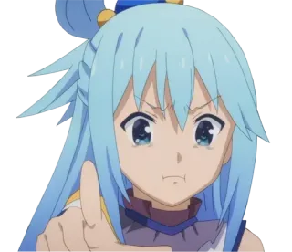 🤨 Aqua Konosuba anime, Konosuba, Aqua, kesal, menunjuk telegram sticker