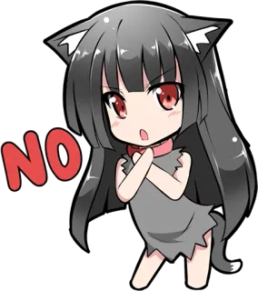 🙄 NO Аниме, Девушка-кошка, Нет, Отказ telegram sticker