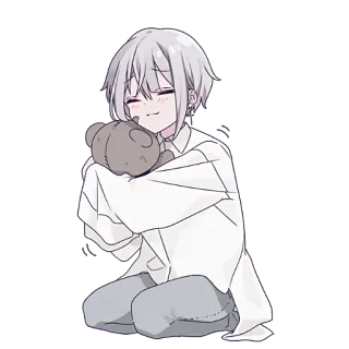 🤗 anime, fofo, kawaii, menino, ursinho de pelúcia whatsapp sticker