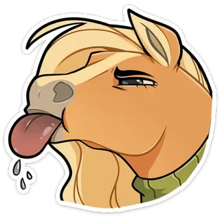😛 koń, zwierzę, kreskówka, głupi, język, emotikon, ślina telegram sticker