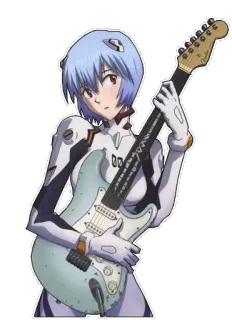 🎸 Rei Ayanami Neon Genesis Evangelion Аниме, Девушка, Гитара, Рэй Аянами, Евангелион, Персонаж, Фантастика whatsapp sticker
