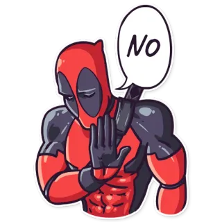 ✋ Deadpool No Deadpool, no, rejection, comic, marvel telegram sticker
