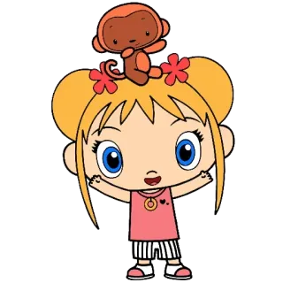 🙃 dibujos animados, niña, mono, niño, lindo, pegatina telegram sticker