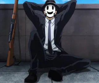 🍍 Sniper Mask High-Rise Invasion снайпер, аниме, маска, винтовка, оружие, персонаж, High-Rise Invasion telegram sticker