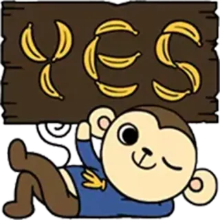 🙆 YES mono, plátanos, sí, dibujos animados, animal telegram sticker
