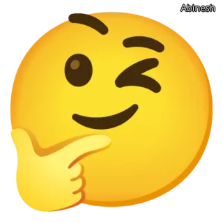 🕶️ 絵文字, ウインク, 考え中, 黄色, 顔, 漫画 telegram sticker