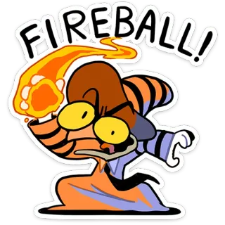 🔥 FIREBALL!! fireball, magic, cartoon, wizard, spell, sticker telegram sticker