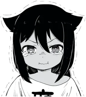 😭 不 Anime, Orejas de gato, Llorando, Kawaii, Manga telegram sticker