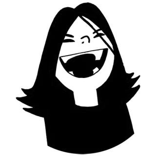 😆 cartone animato, donna, ridere, felice, ritratto, bianco e nero telegram sticker