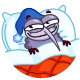 😴 sen, śpiący, ptak, kreskówka, słodki, poduszka, łóżko telegram sticker