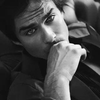 🤨 Ian Somerhalder actor, retrato, hombre, blanco y negro, hombre telegram sticker