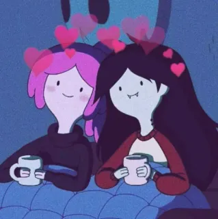🧿 Princess Bubblegum Adventure Time Kartun, Cinta, Romantis, LGBT, Adventure Time, Princess Bubblegum, Marceline telegram sticker