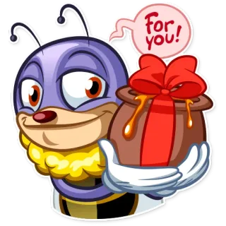 🎁 For you! ผึ้ง, น้ำผึ้ง, ของขวัญ, การ์ตูน, น่ารัก, ของขวัญ telegram sticker
