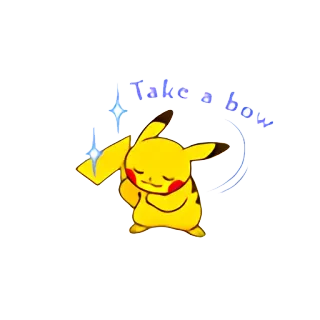 👊 Pikachu Pokemon Take a bow pikachu, pokemon, laço, amarelo, fofo, anime, desenho animado whatsapp sticker