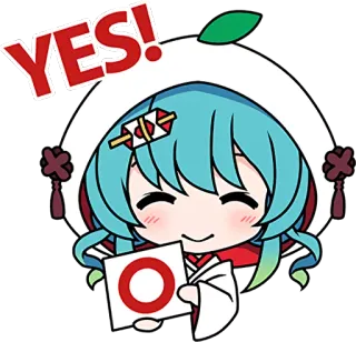 ⭕ YES! Anime, Fofo, Feliz, Sim, Aprovação, Personagem, Adesivo telegram sticker