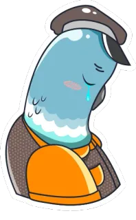 😓 piccione, piangendo, uccello, triste, cartone animato, animale, personaggio telegram sticker