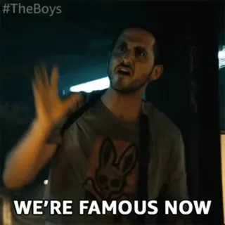 🤐 The Boys WE'RE FAMOUS NOW The Boys, famous, tv show, Amazon Prime, meme, pop culture, television whatsapp sticker
