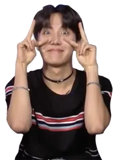 ✌ J-Hope kpop, jhope, sinal de paz, cara engraçada, ídolo, cantor, fofo telegram sticker