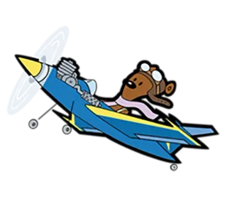 ✈️ avion, dessin animé, vol, pilote, chien, aviation telegram sticker