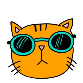 😮 Katze, Sonnenbrille, Tier, Cartoon, Sticker, Orange, Cool telegram sticker