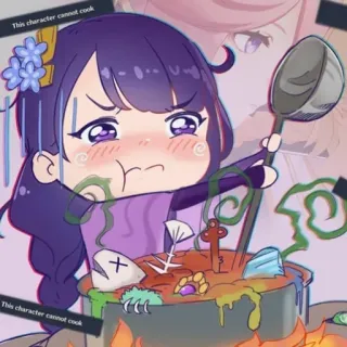 🍽 This character cannot cook Anime, Gotowanie, Urocze, Chibi, Postać, Jedzenie telegram sticker