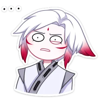 😔 ... Emoji, Naklejka, Kreskówka, Białe włosy, Zirytowany, Wyraz twarzy, Anime, Słodki telegram sticker
