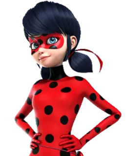 🙂 Ladybug Miraculous: Tales of Ladybug & Cat Noir Божья коровка, Леди Баг, Мультфильм, Супергерой, Девушка, Красный, Черные точки telegram sticker