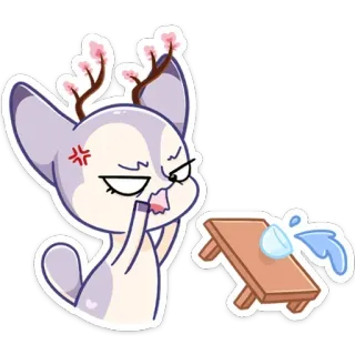 😡 Tier, Hirsch, Cartoon, Wütend, Tisch umwerfen, Frustriert whatsapp sticker