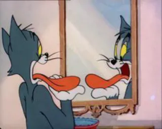 🔗 Tom Cat Tom and Jerry Tom, mèo, hoạt hình, gương, lưỡi telegram sticker