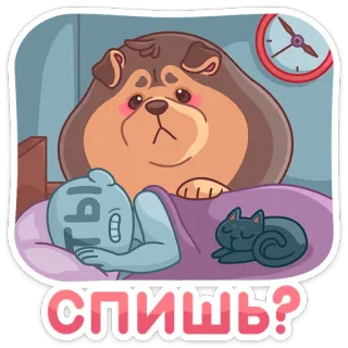 💤 спишь? chó, mèo, ngủ, đêm, hoạt hình, dễ thương, động vật, đang ngủ telegram sticker