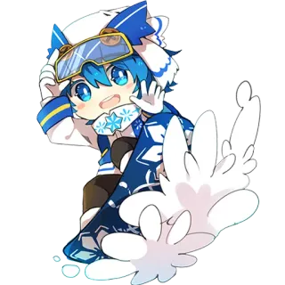 ✋ Anime, Chibi, Dễ thương, Mùa đông, Trượt tuyết, Nhân vật telegram sticker