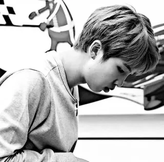 ⚫️ person, portrait, boy, teen, black and white, young, indoors telegram sticker