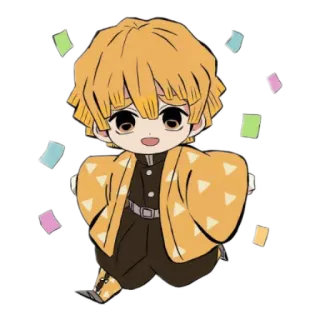 ⚡️ Zenitsu Agatsuma Demon Slayer อนิเมะ, จิบิ, เซ็นนิตสึ, ดาบพิฆาตอสูร, กระดาษสี, น่ารัก telegram sticker