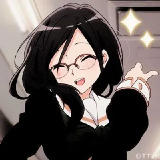 🍭 anime, girl, character, glasses, cute, sparkle whatsapp sticker