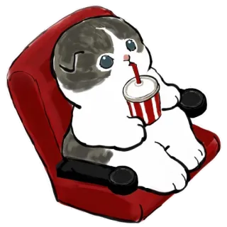 🎥 Katze, Haustier, Cartoon, Stuhl, Limo, Getränk, süß whatsapp sticker